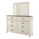 Isla Dresser & Mirror Set | 6 Drawers | Brown Faux Plank Top | Whitewash