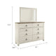 Isla Dresser & Mirror Set | 6 Drawers | Brown Faux Plank Top | Whitewash