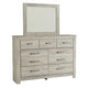 Simon Dresser & Mirror Set | 7 Drawers w Nickel Handles | Whitewash