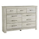 Simon Dresser & Mirror Set | 7 Drawers w Nickel Handles | Whitewash