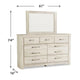 Simon Dresser & Mirror Set | 7 Drawers w Nickel Handles | Whitewash