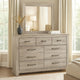 Simon Dresser & Mirror Set | 7 Drawers w Nickel Handles | Whitewash