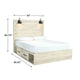 Cemy Rustic Queen Panel Bed | 2 Sconce Lights & Drawers | Whitewash