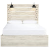 Cemy Rustic Queen Panel Bed | 2 Sconce Lights & 4 Drawers | Whitewash