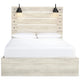 Cemy Rustic Queen Panel Bed | 2 Sconce Lights & 4 Drawers | Whitewash