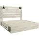 Cemy Rustic King Panel Bed | 2 Sconce Lights & 4 Drawers | Whitewash