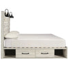 Cemy Rustic King Panel Bed | 2 Sconce Lights & 4 Drawers | Whitewash