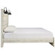 Cemy King Size Bed | Open Slat Headboard w 2 Sconce Lights Whitewash
