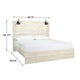 Cemy King Size Bed | Open Slat Headboard w 2 Sconce Lights Whitewash