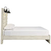 Cemy Queen Size Bed | Open Slat Headboard w 2 Sconce Lights | Whitewash