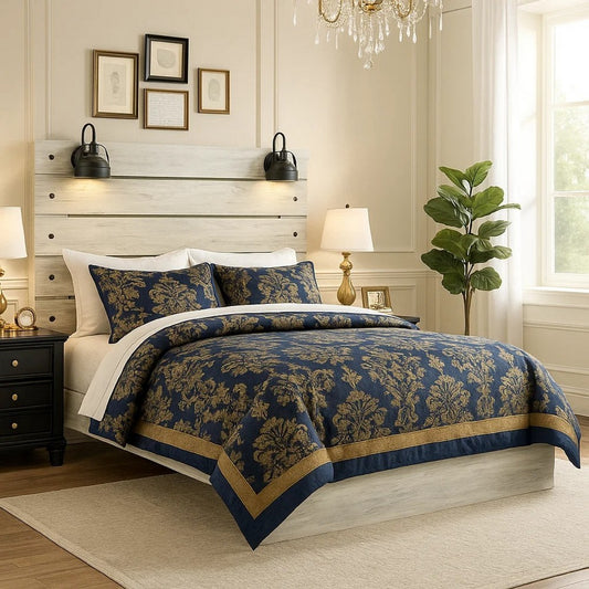 Cemy Queen Size Bed | Open Slat Headboard w 2 Sconce Lights | Whitewash