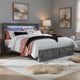 Bays King Size Storage Bed with 2 Drawers | Driftwood Smoke Gray | LED