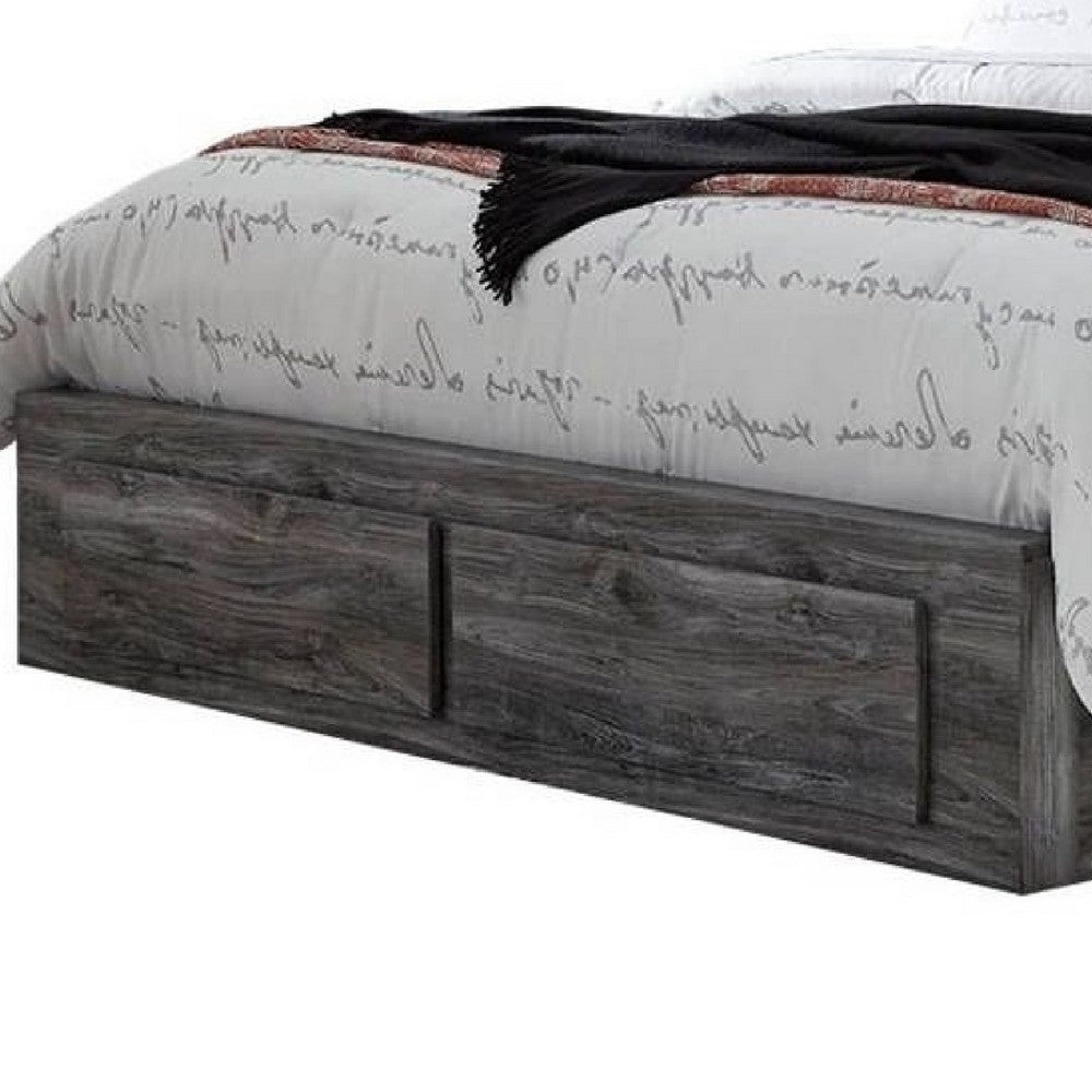Bays King Size Storage Bed with 4 Drawers | Driftwood Smoke Gray | LED