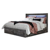 Bays King Size Storage Bed with 6 Drawers | Driftwood Smoke Gray | LED