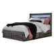 Bays Queen Size Storage Bed with 6 Drawers | Driftwood Smoke Gray | LED