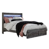 Bays Queen Size Storage Bed with 2 Drawers | Driftwood Smoke Gray | LED