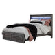 Bays Queen Size Storage Bed with 2 Drawers | Driftwood Smoke Gray | LED