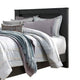 Toi Queen Size Bed | Grooved Panel Headboard | Charcoal Gray Finish