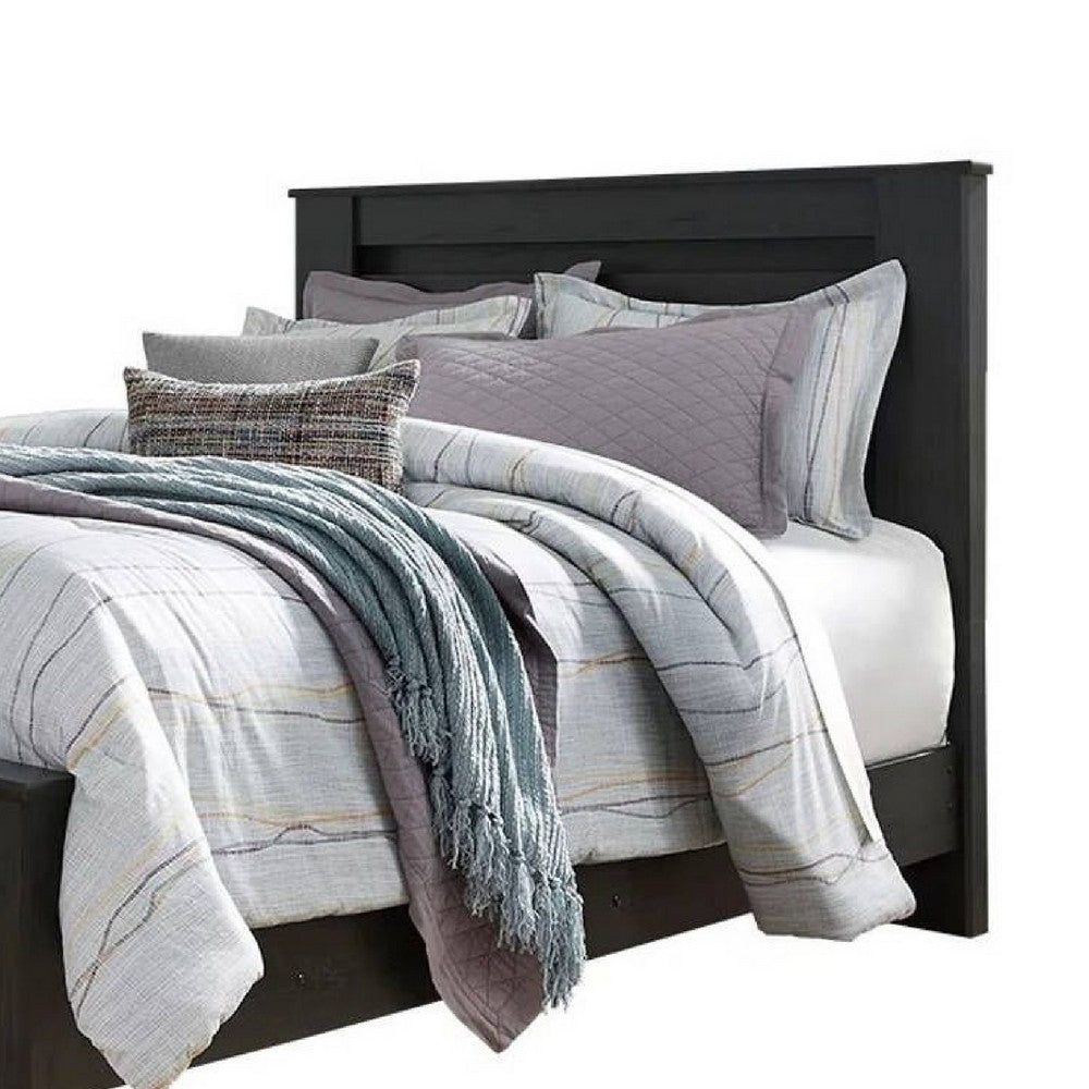 Toi King Size Bed | Grooved Panel Headboard | Charcoal Gray Finish