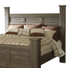 Joi King Size Poster Bed | Plank Design | Aged Oak Brown Rough Sawn
