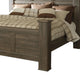 Joi King Size Poster Bed | Plank Design | Aged Oak Brown Rough Sawn
