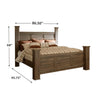 Joi California King Size Poster Bed | Aged Oak Brown Rough Sawn