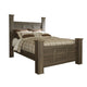 Joi Queen Size Poster Bed | Plank Design | Aged Oak Brown Rough Sawn