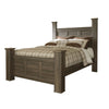 Joi Queen Size Poster Bed | Plank Design | Aged Oak Brown Rough Sawn