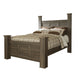 Joi Queen Size Poster Bed | Plank Design | Aged Oak Brown Rough Sawn