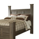 Joi Queen Size Poster Bed | Plank Design | Aged Oak Brown Rough Sawn