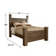 Joi Queen Size Poster Bed | Plank Design | Aged Oak Brown Rough Sawn