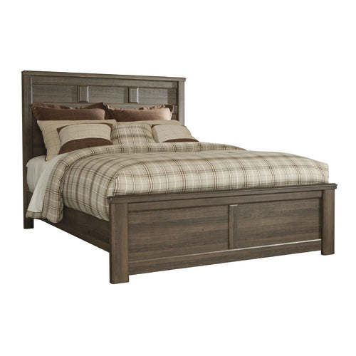 Joi Queen Size Bed | Plank Panel Design | Aged Oak Brown Rough Sawn
