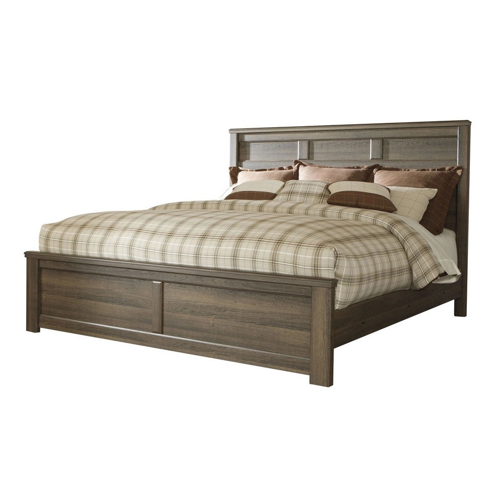 Joi King Size Bed | Plank Panel Design | Aged Oak Brown Rough Sawn