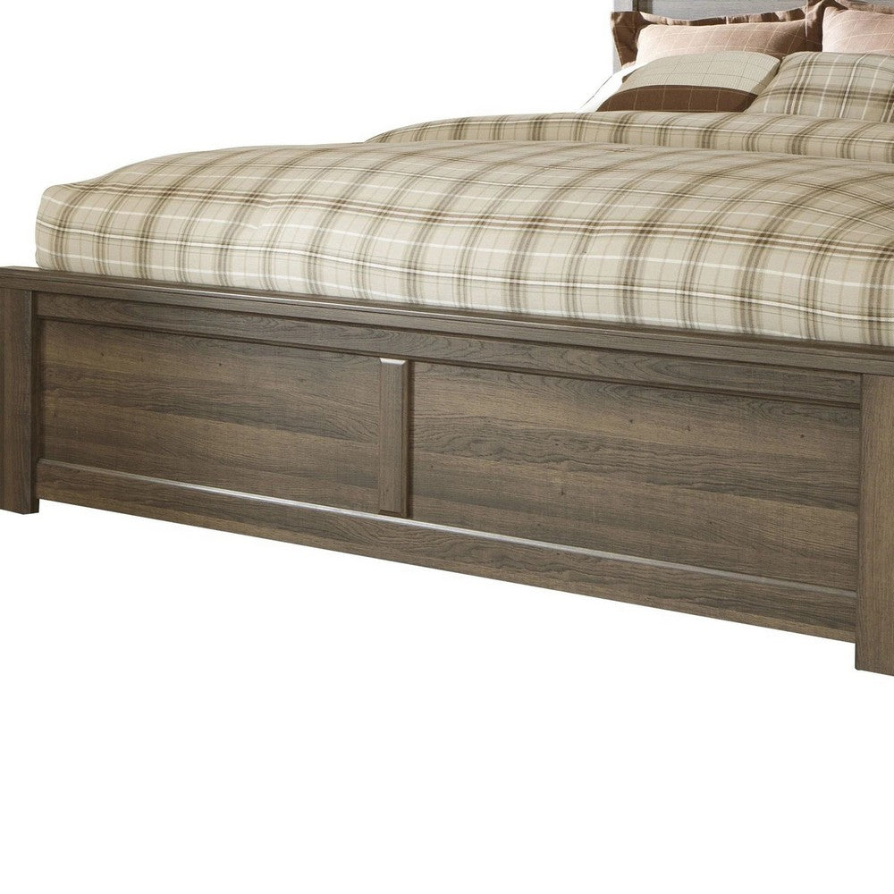 Joi King Size Bed | Plank Panel Design | Aged Oak Brown Rough Sawn