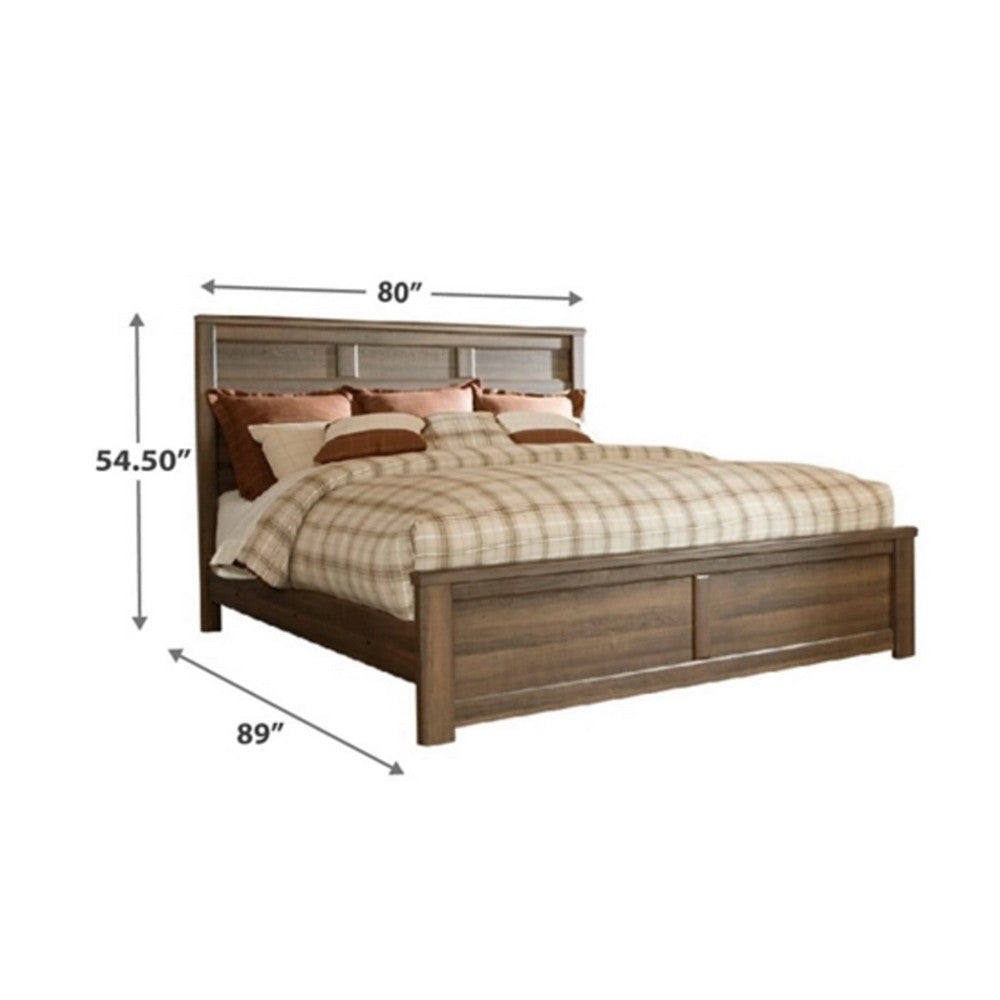 Joi King Size Bed | Plank Panel Design | Aged Oak Brown Rough Sawn