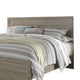 Kulv King Size Panel Bed w Plank-Style Design | Vintage Gray Wood