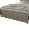 Kulv King Size Panel Bed w Plank-Style Design | Vintage Gray Wood
