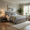 Kulv King Size Panel Bed w Plank-Style Design | Vintage Gray Wood