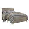 Kulv Queen Size Panel Bed w Plank-Style Design | Vintage Gray Wood