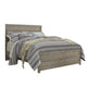Kulv Queen Size Panel Bed w Plank-Style Design | Vintage Gray Wood