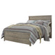 Kulv Queen Size Panel Bed w Plank-Style Design | Vintage Gray Wood