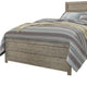 Kulv Queen Size Panel Bed w Plank-Style Design | Vintage Gray Wood