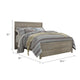 Kulv Queen Size Panel Bed w Plank-Style Design | Vintage Gray Wood