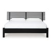 Danzi Queen Size Panel Bed w Modern Slatted Headboard | Black Wood