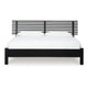 Danzi Queen Size Panel Bed w Modern Slatted Headboard | Black Wood