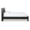 Danzi Queen Size Panel Bed w Modern Slatted Headboard | Black Wood