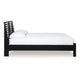 Danzi Queen Size Panel Bed w Modern Slatted Headboard | Black Wood