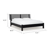 Danzi Queen Size Panel Bed w Modern Slatted Headboard | Black Wood