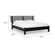 Danzi Queen Size Panel Bed w Modern Slatted Headboard | Black Wood