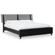 Danzi Queen Size Panel Bed w Modern Slatted Headboard | Black Wood